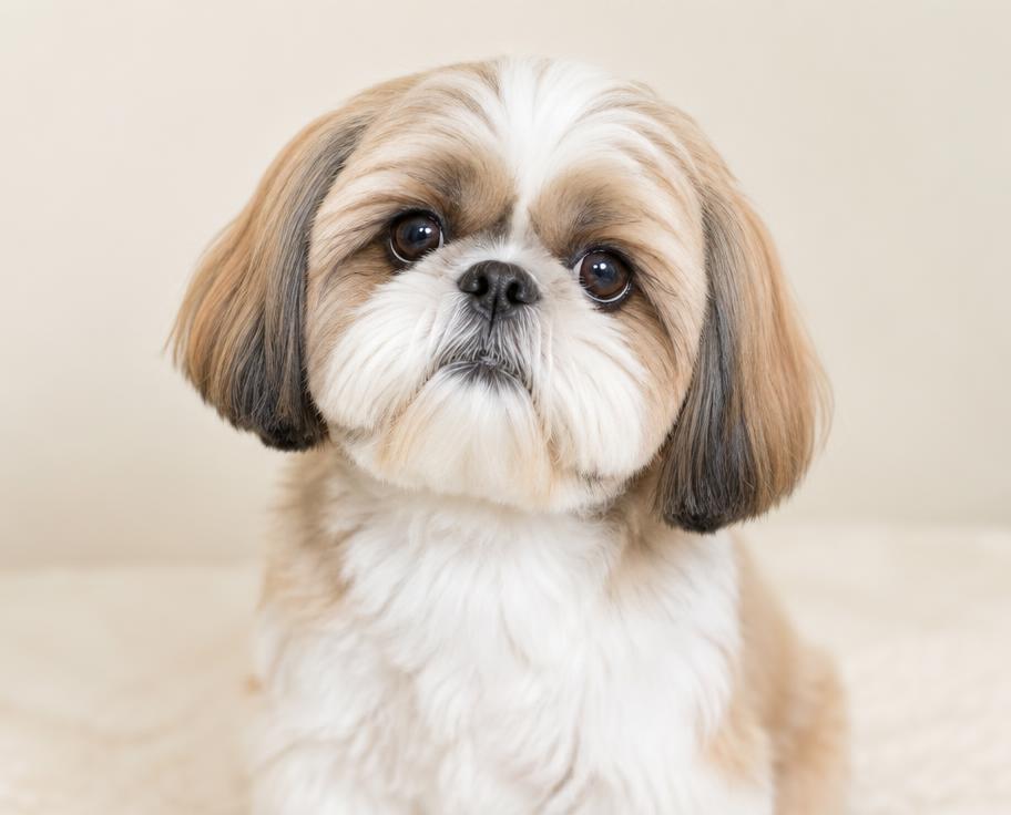 Cachorro shih tzu de pequeno porte com pelo limpo e escovado